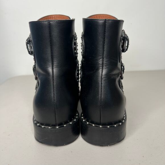 Givenchy Prue Black Leather Buckle Studded Booties Size 7.5 - Picture 10 of 13